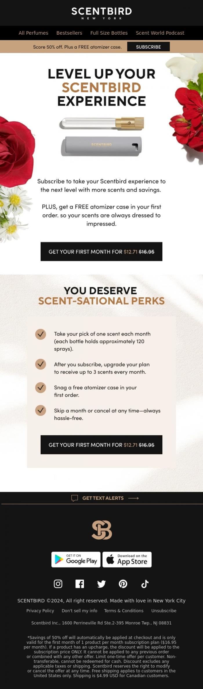 Email Design Inspiration from Taylor at Scentbird, Our Extra Special Subscription Offer