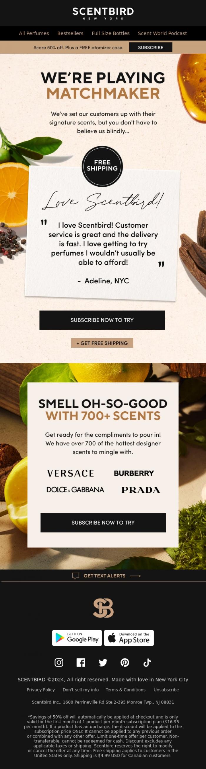 Email Design Inspiration from Taylor at Scentbird, Our Customers Have Found Their Fragrance Match! Now's Your Turn.