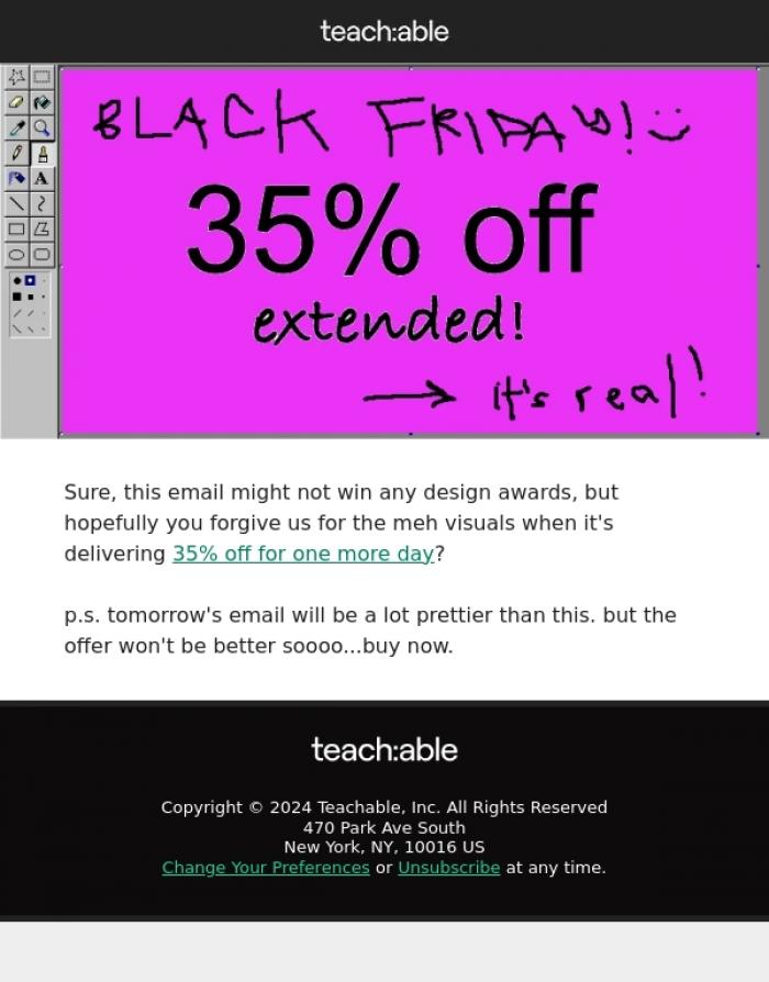 Email Design Inspiration from Teachable, our design team did not approve this email