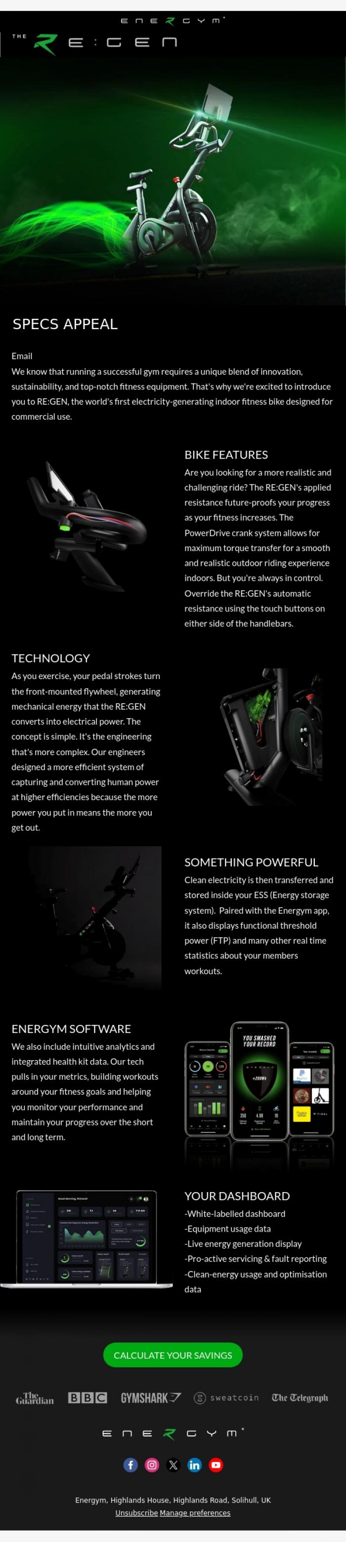 Email Design Inspiration from Team Energym, Hey Email, want to learn about our tech?