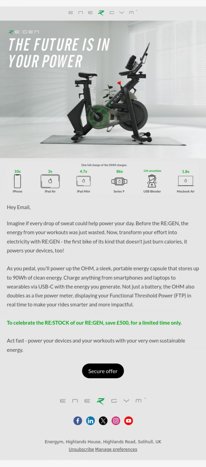 Email Design Inspiration from Team Energym, Email, the RE:GEN re:stock is here 👀