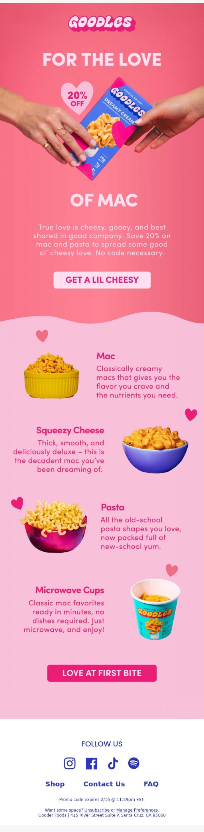 Email Design Inspiration from Team GOODLES, 20% off for the love of mac 💝