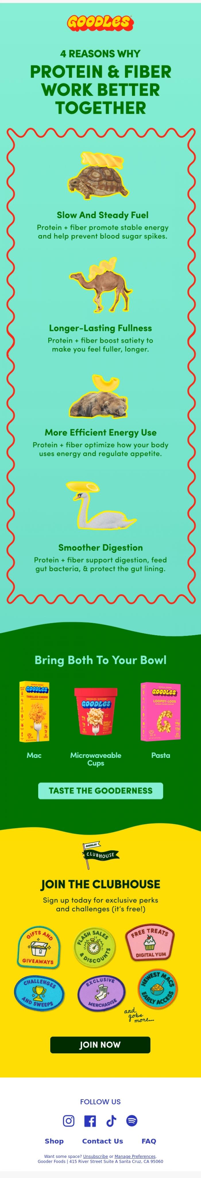 Email Design Inspiration from Team GOODLES, Fiber 🤝 protein = better together