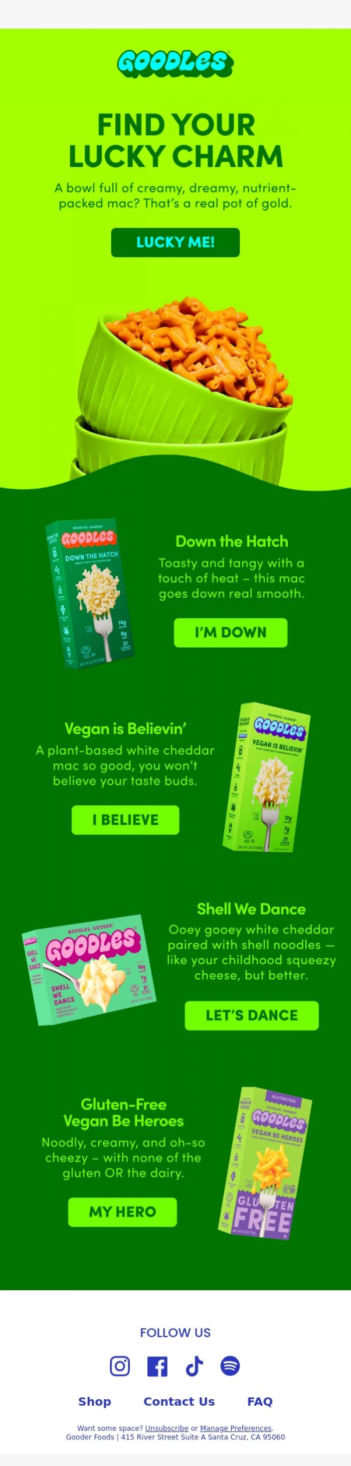 Email Design Inspiration from Team GOODLES, Feeling lucky? 🍀