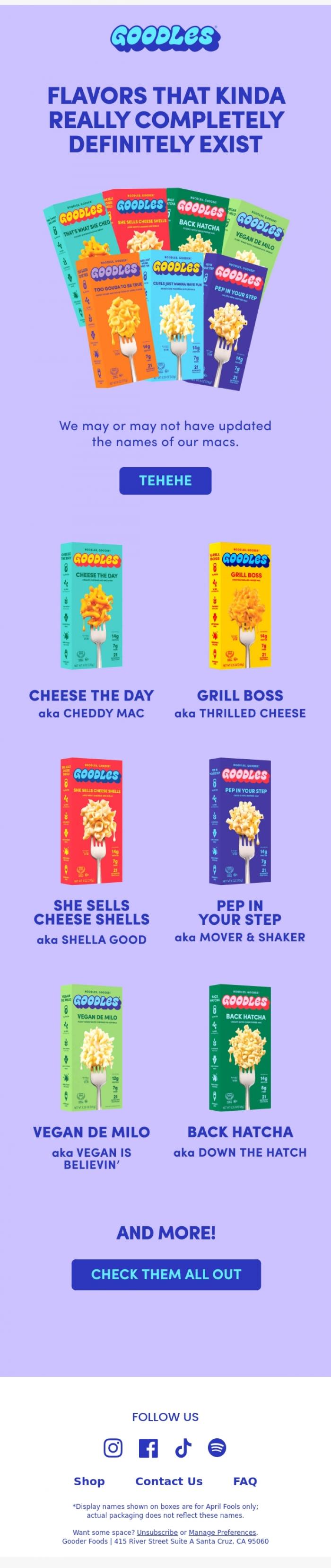 Email Design Inspiration from Team GOODLES, Flavors that kinda really definitely exist