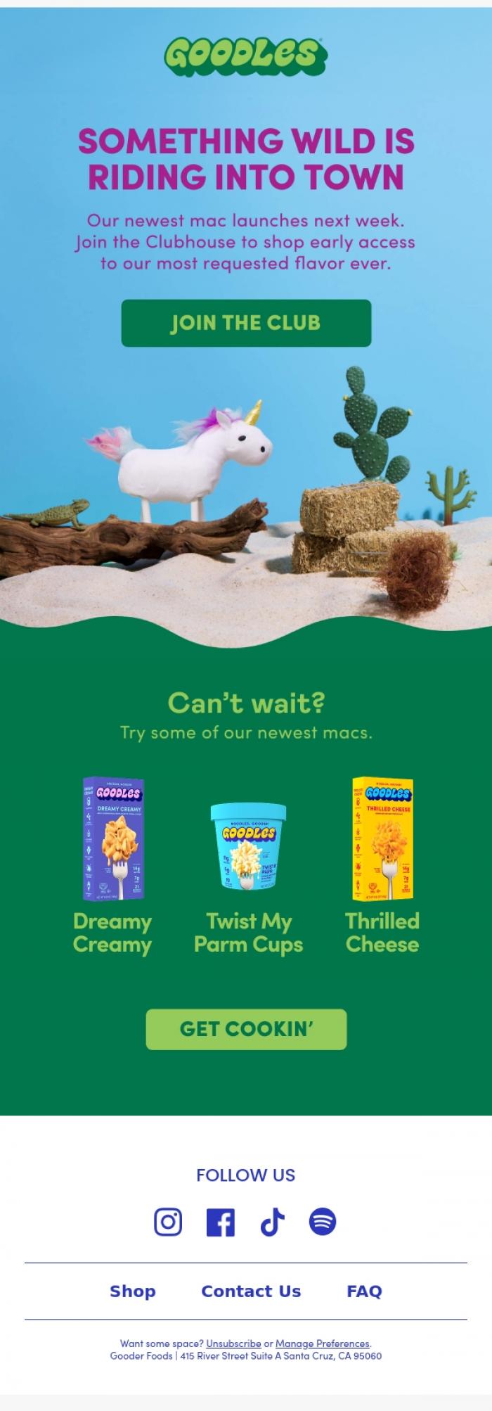 Email Design Inspiration from Team GOODLES, Something wild is coming 🤠