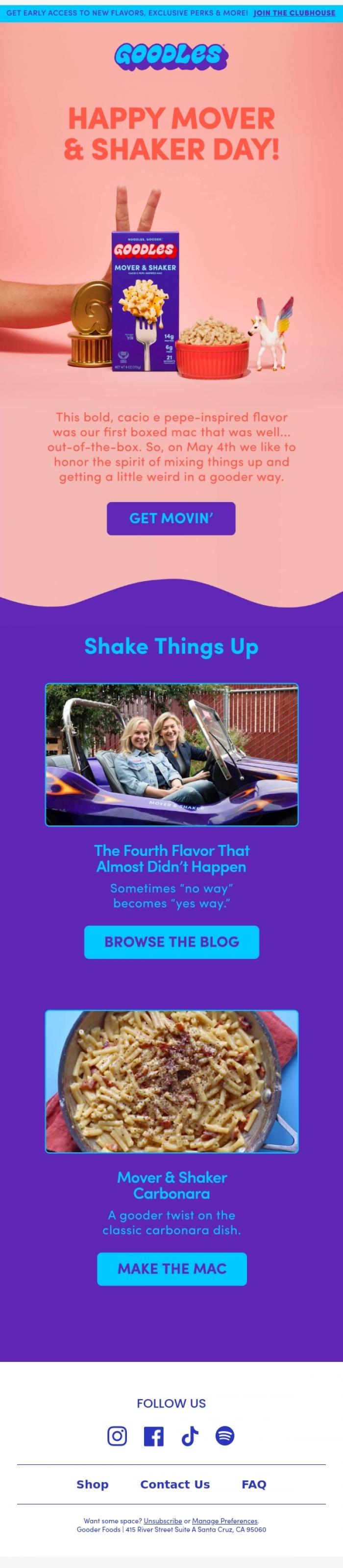 Email Design Inspiration from Team GOODLES, It's Mover & Shaker Day 🕺