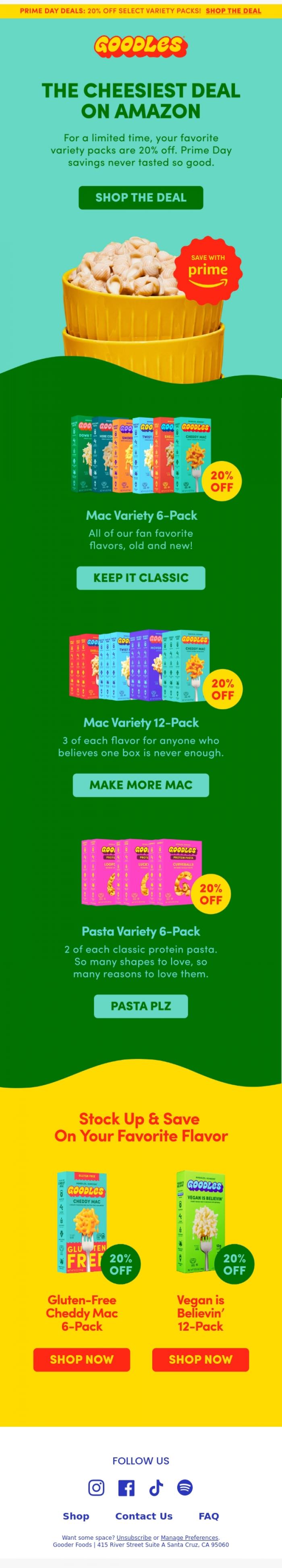 Email Design Inspiration from Team GOODLES, Prime Day savings never tasted so good