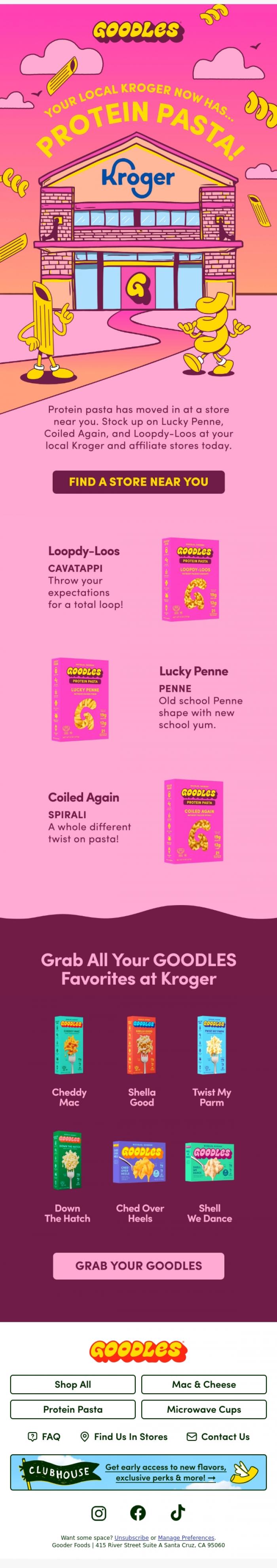 Email Design Inspiration from Team GOODLES, Protein Pasta at Kroger!