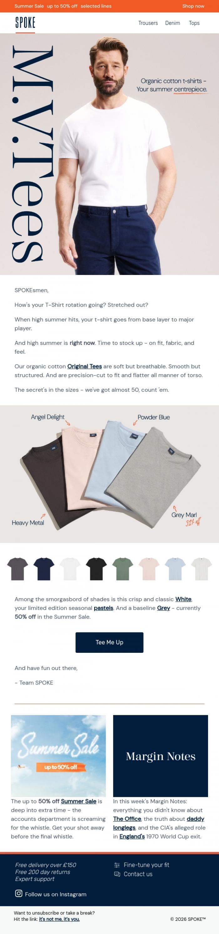 Email Design Inspiration from Team SPOKE, M V Tees