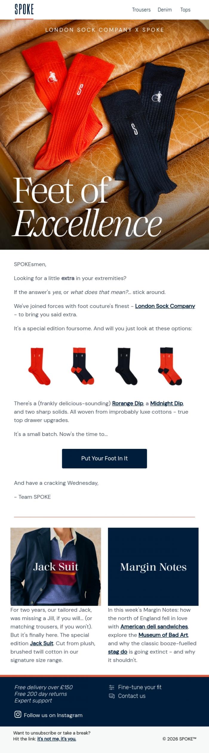 Email Design Inspiration from Team SPOKE, Feet of Excellence