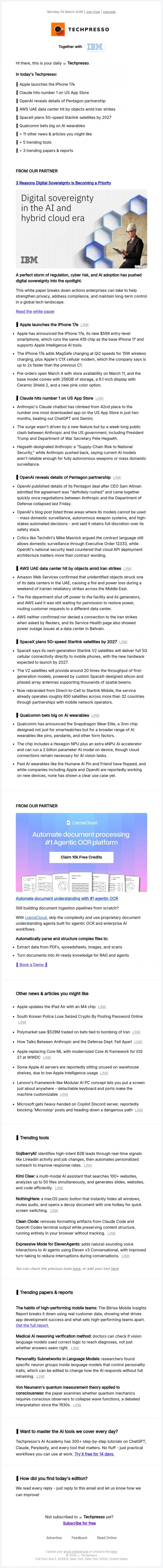 Email Design Inspiration from Techpresso, ☕️ SpaceX plans 5G-speed Starlink satellites by 2027