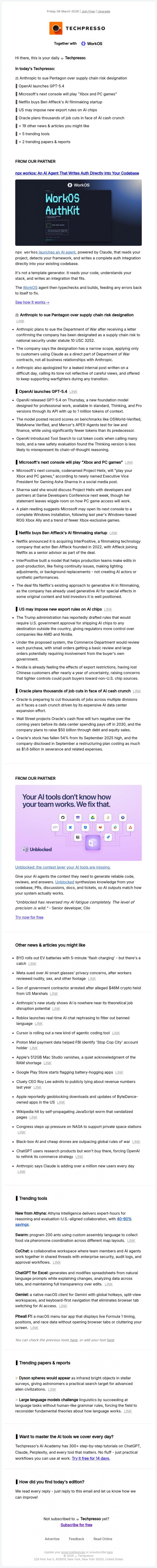 Email Design Inspiration from Techpresso, ☕️ OpenAI launches GPT-5.4
