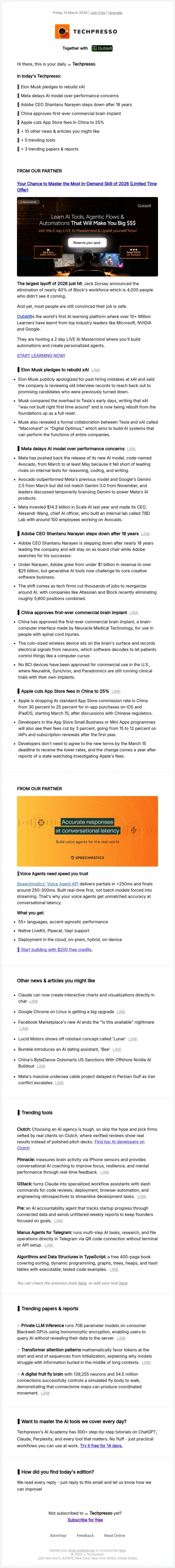 Email Design Inspiration from Techpresso, ☕️ China approves first-ever commercial brain implant
