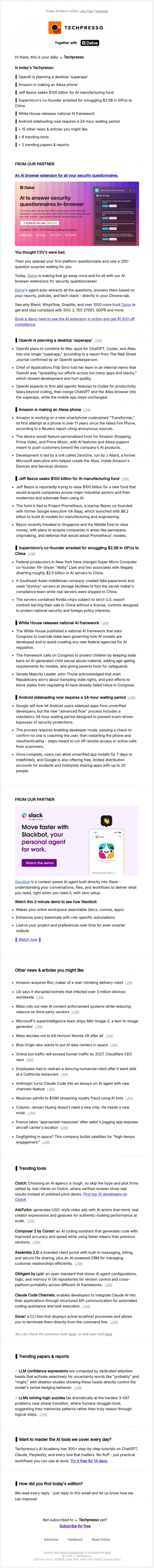 Email Design Inspiration from Techpresso, ☕️ Jeff Bezos seeks $100B for AI manufacturing fund