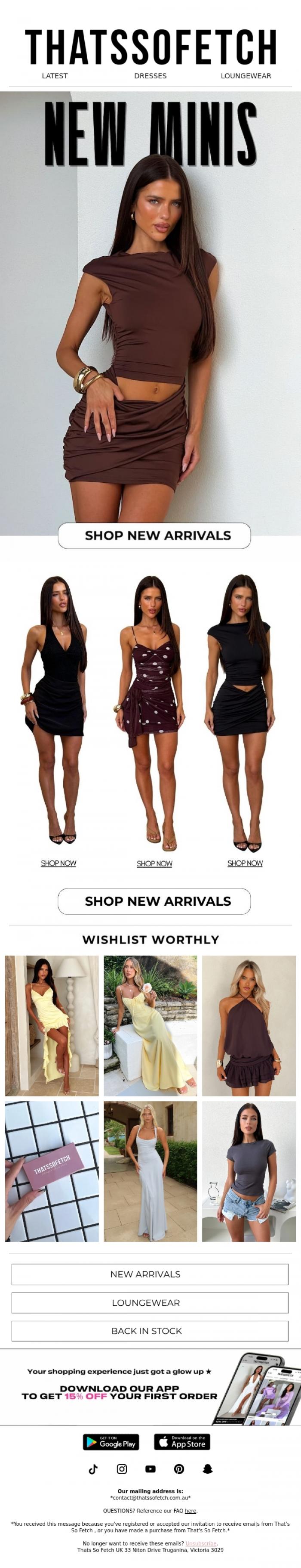 Email Design Inspiration from Thats So Fetch UK, Mini dresses worth the hype ✨