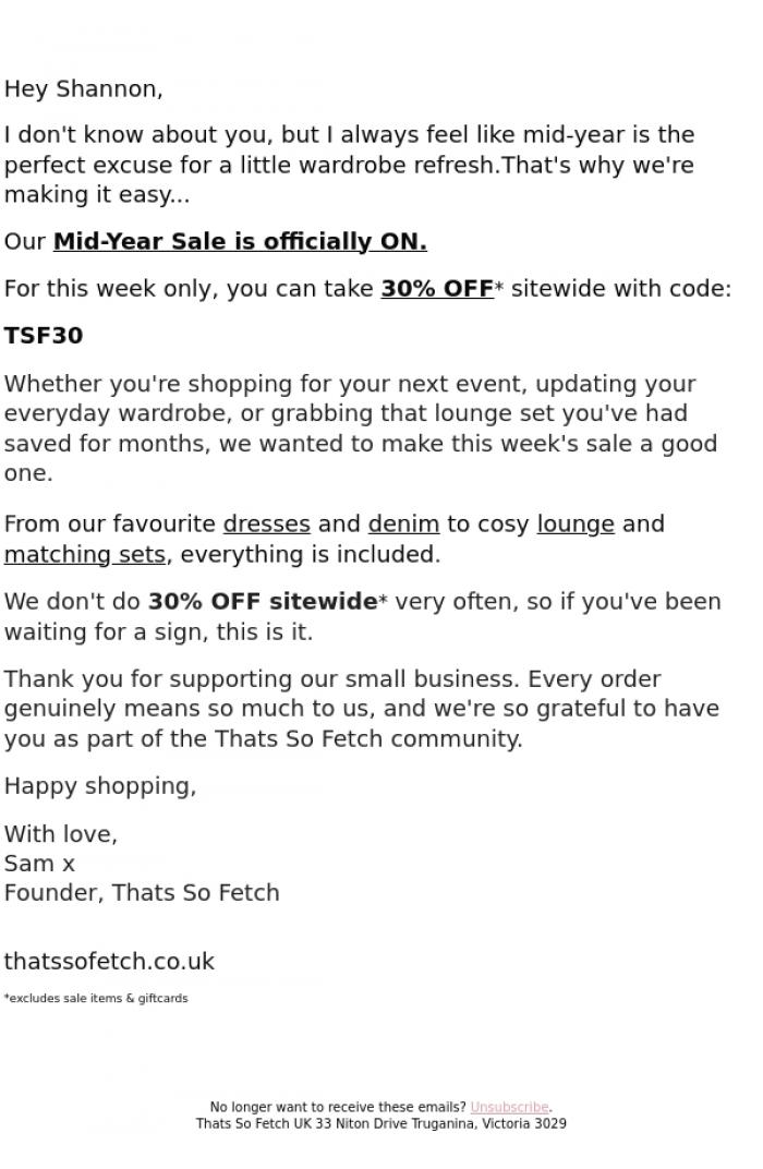 Email Design Inspiration from Thats So Fetch UK, 💌 A message from our Founder Sam