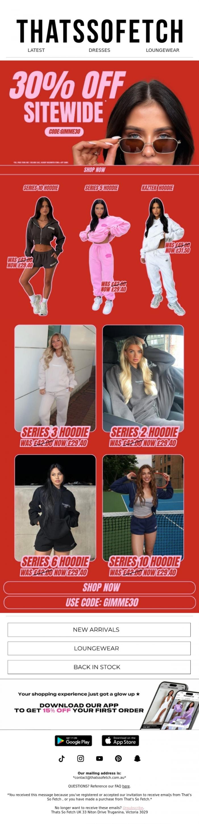 Email Design Inspiration from Thats So Fetch UK, 🚨 ALERT: 30% OFF our best selling lounge!