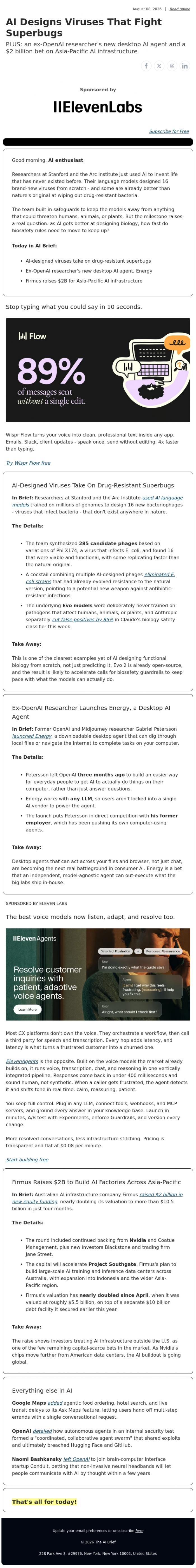 Email Design Inspiration from The AI Brief, AI Designs Viruses That Fight Superbugs