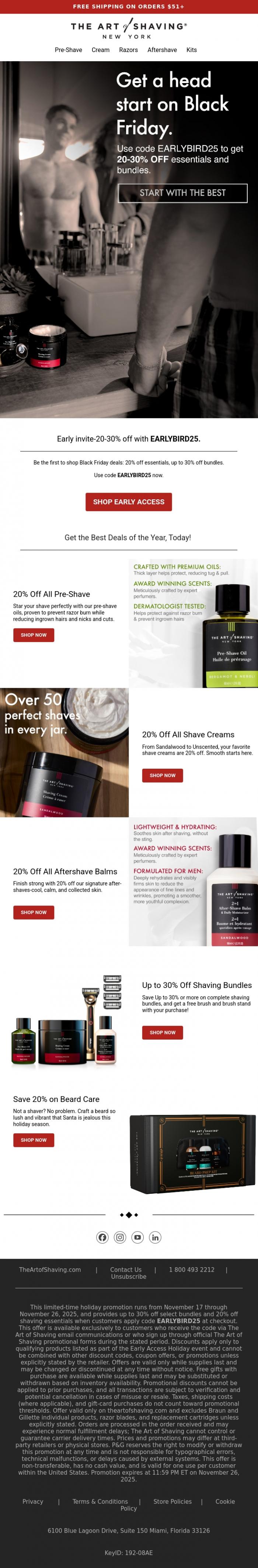 Email Design Inspiration from The Art of Shaving, Time's Running Out-EARLYBIRD25 Ends Soon