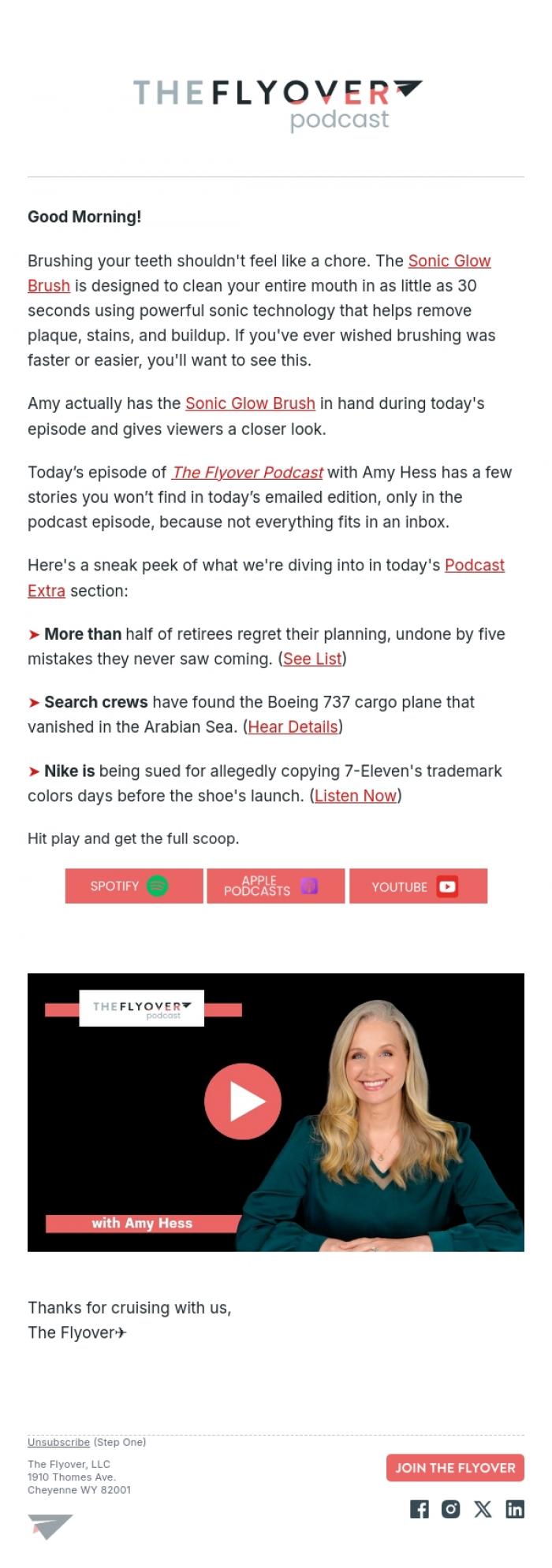 Email Design Inspiration from The Flyover, Five Retirement Mistakes, Missing Plane Found, Nike Accused Of Copying Colors