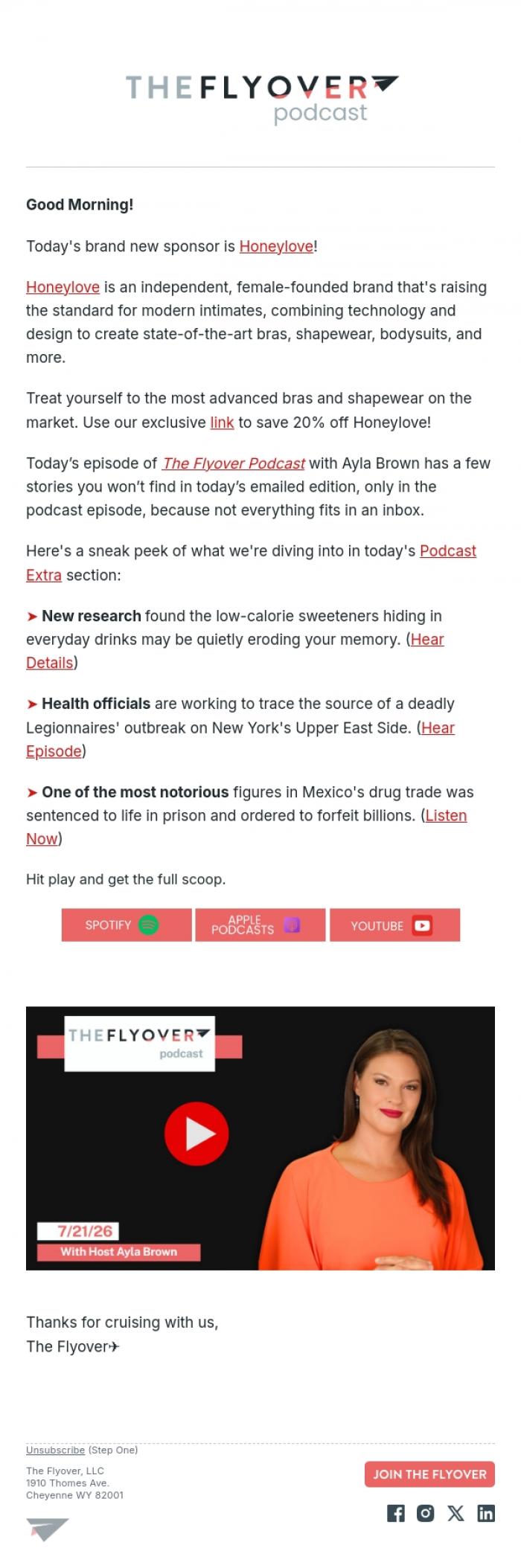 Email Design Inspiration from The Flyover, Memory Risk Linked To Sweeteners, Deadly NYC Outbreak, Cartel Leader Sentenced
