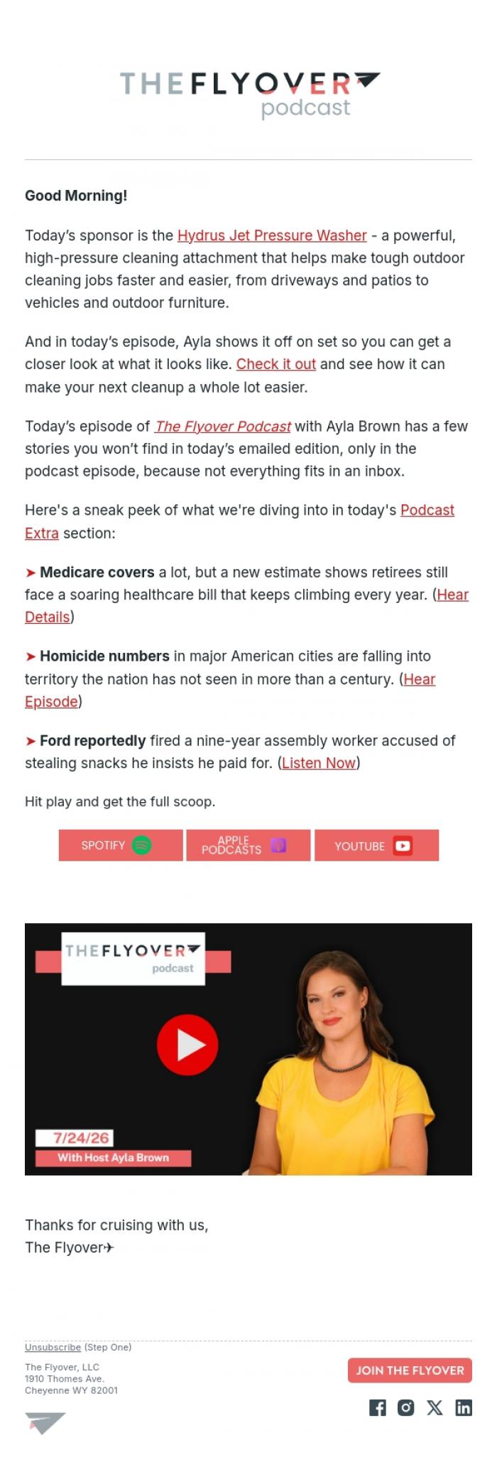 Email Design Inspiration from The Flyover, Retirement Healthcare Costs, Homicide Numbers Revealed, Bizarre Ford Firing