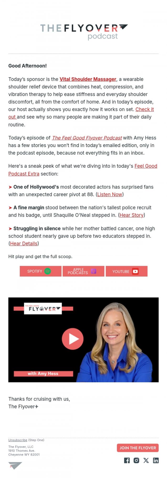 Email Design Inspiration from The Flyover, An 88-Year-Old Hollywood Surprise, Shaq Steps In, and a Life-Changing Act of Kindness