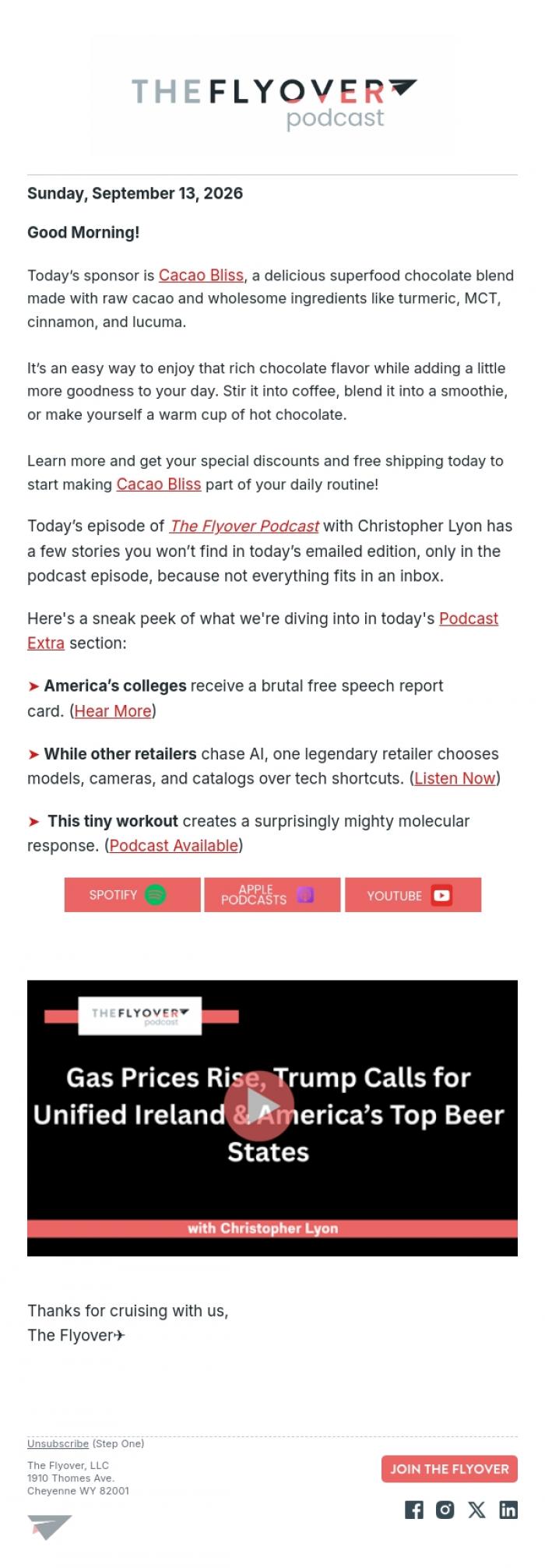 Email Design Inspiration from The Flyover, Colleges Flunk Free Speech, a Retail Giant Rejects AI & a Tiny Workout Packs a Punch