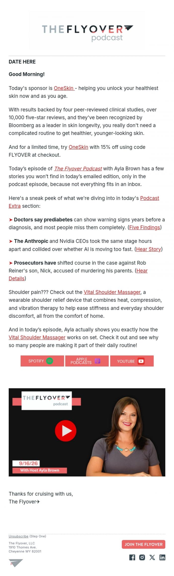 Email Design Inspiration from The Flyover, Five Prediabetes Warning Signs, AI CEOs Clash, Reiner Case Takes New Turn