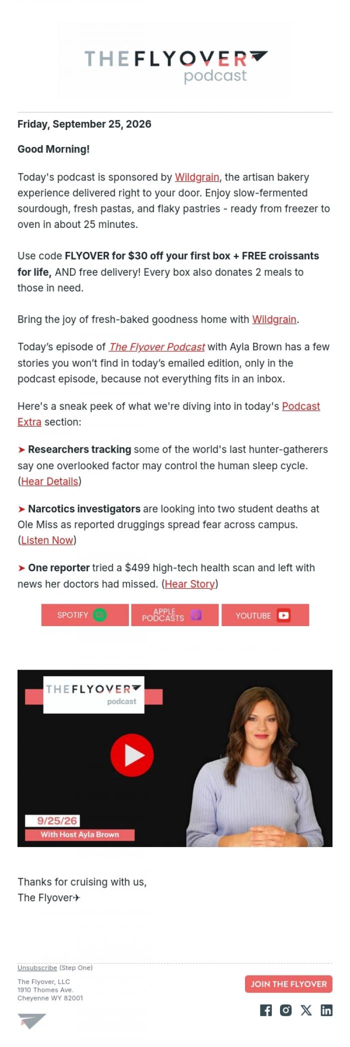 Email Design Inspiration from The Flyover, What Controls Your Sleep, Ole Miss Deaths Investigated, $499 Health Scan Surprise