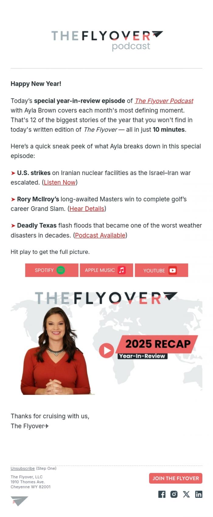Email Design Inspiration from The Flyover Podcast, Don't Miss This Special Year-in-Review Episode!