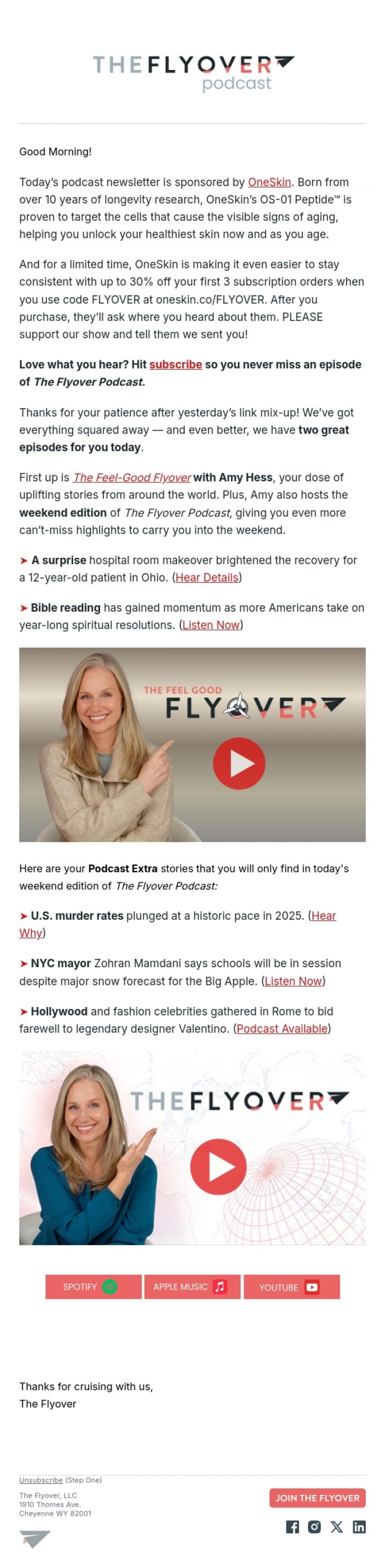 Email Design Inspiration from The Flyover Podcast, Crime Rates Plummet, Mamdani Speaks Out, Valentino Celebrated