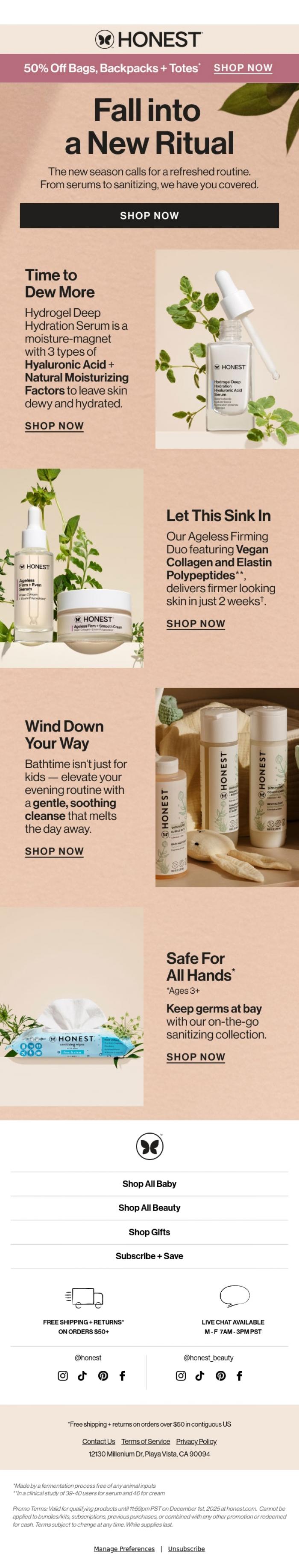 Email Design Inspiration from The Honest Company, New Season, New Rituals 🍂
