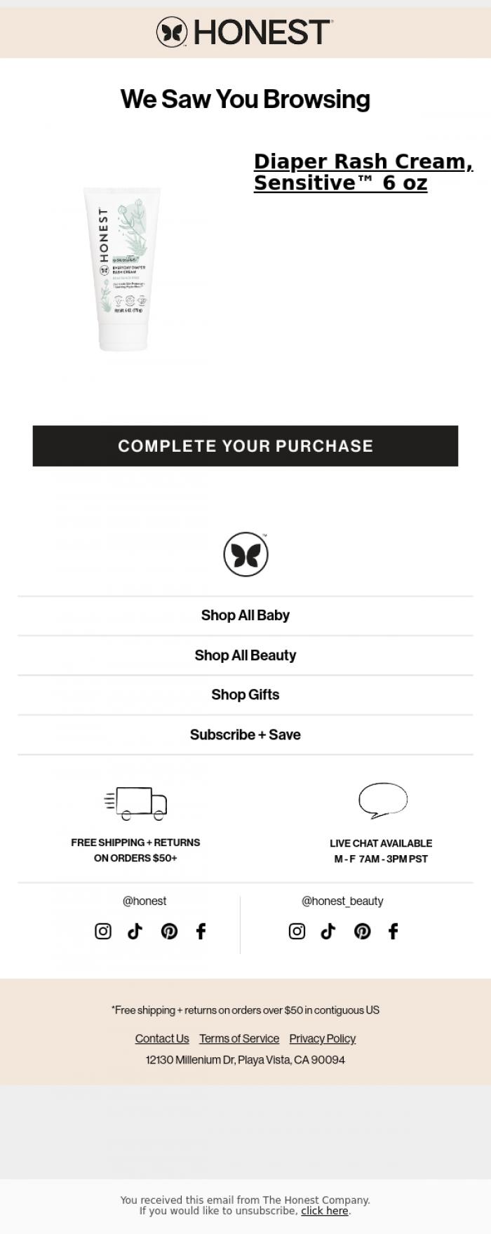 Email Design Inspiration from The Honest Company, We saw you browsin'...