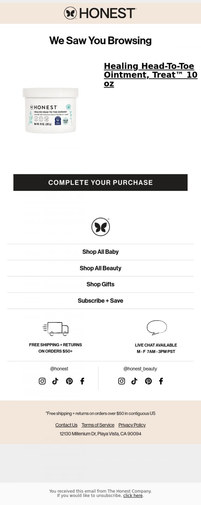 Email Design Inspiration from The Honest Company, We saw you browsin'...