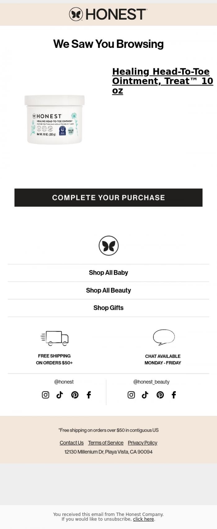 Email Design Inspiration from The Honest Company, We saw you browsin'...