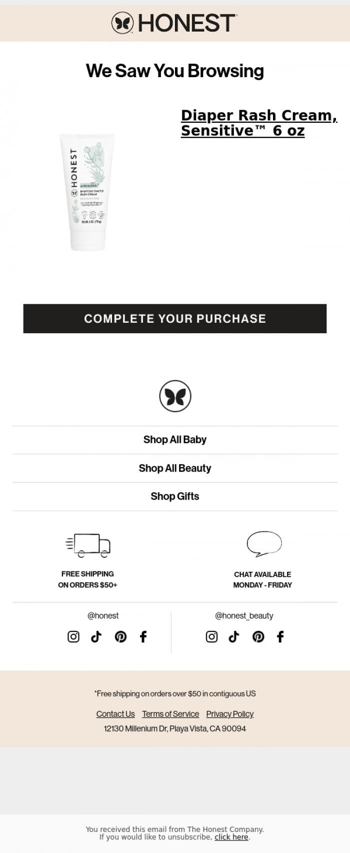 Email Design Inspiration from The Honest Company, We saw you browsin'...