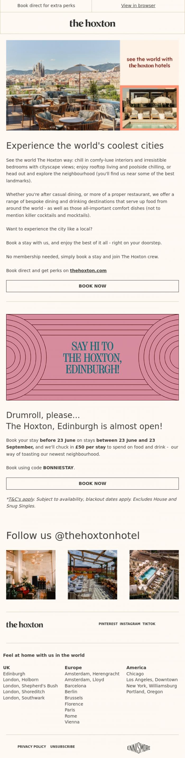 Email Design Inspiration from The Hoxton, See the world, with The Hoxton
