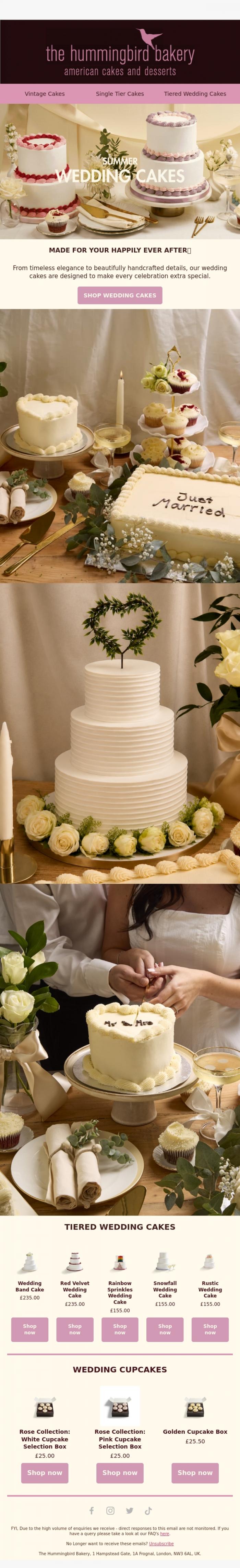 Email Design Inspiration from The Hummingbird Bakery Ltd, Say "I Do" with us 💍