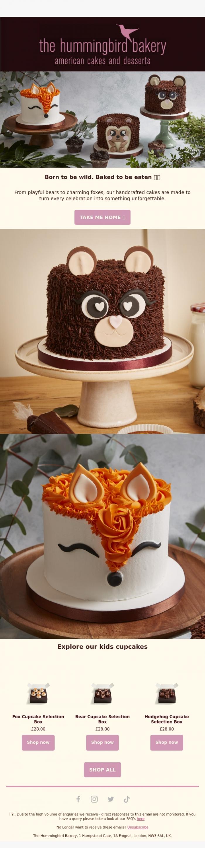 Email Design Inspiration from The Hummingbird Bakery Ltd, The cakes everyone's talking about. 👀