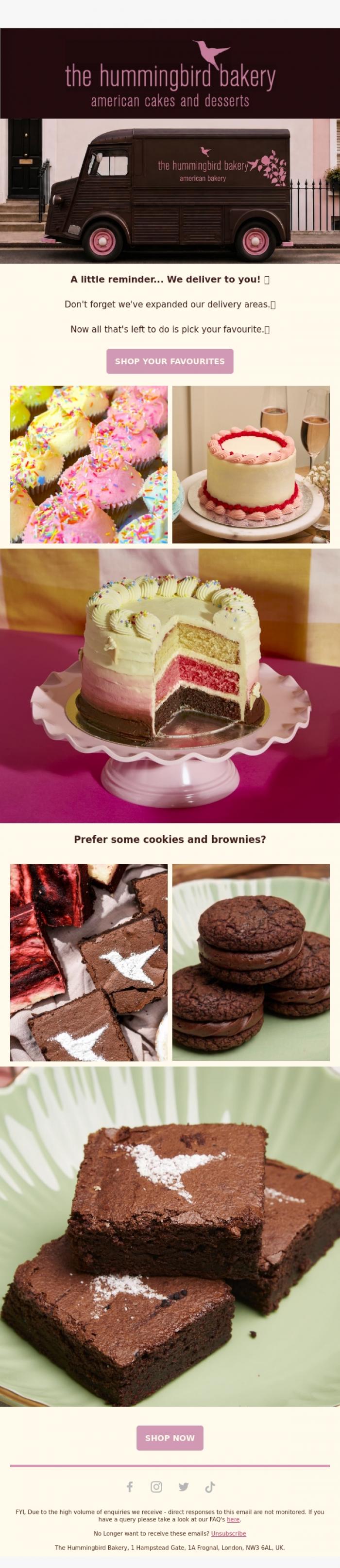 Email Design Inspiration from The Hummingbird Bakery Ltd, A little reminder...👀