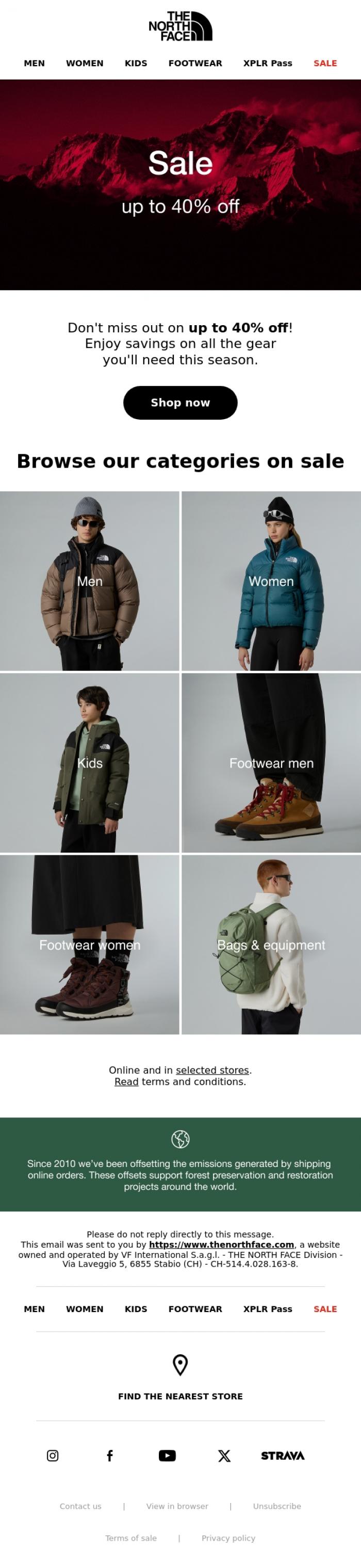 Email Design Inspiration from The North Face, Sales up to 40% off are still going!
