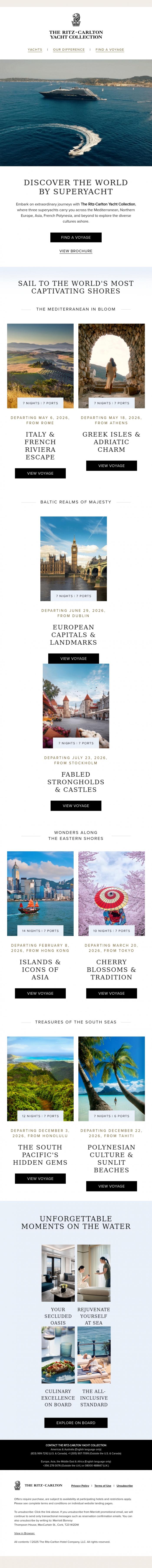 Email Design Inspiration from The Ritz-Carlton, Sail the World's Most Coveted Shores by Superyacht