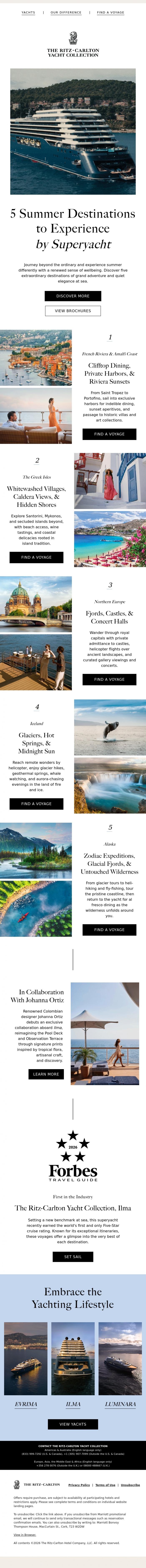 Email Design Inspiration from The Ritz-Carlton, 5 Ways to Summer Unlike the Rest