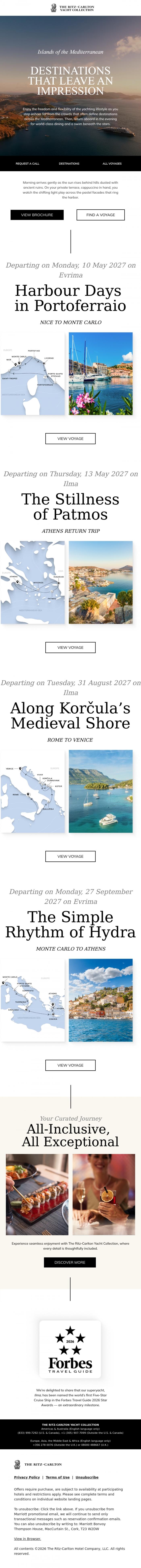 Email Design Inspiration from The Ritz-Carlton, Unexpected Islands of the Mediterranean