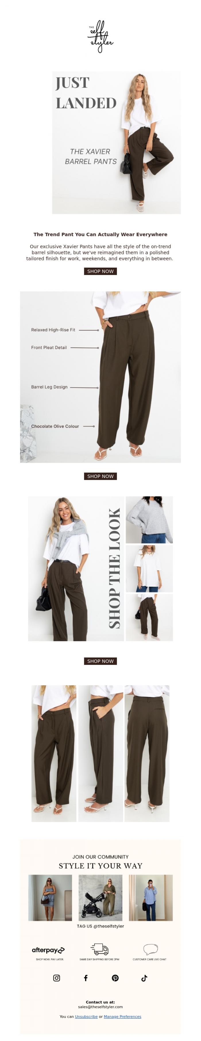 Email Design Inspiration from The Self Styler, JUST LANDED! Your Must-Have Barrels...