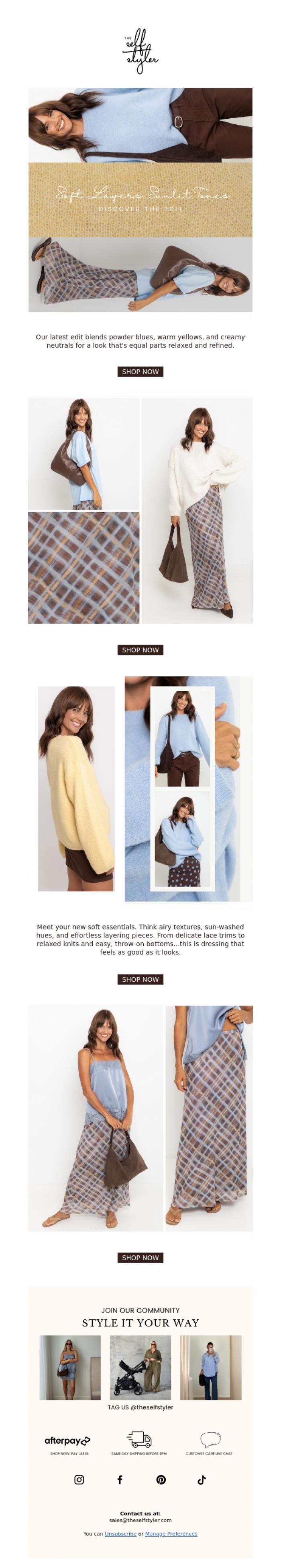 Email Design Inspiration from The Self Styler, Discover the new edit ✨