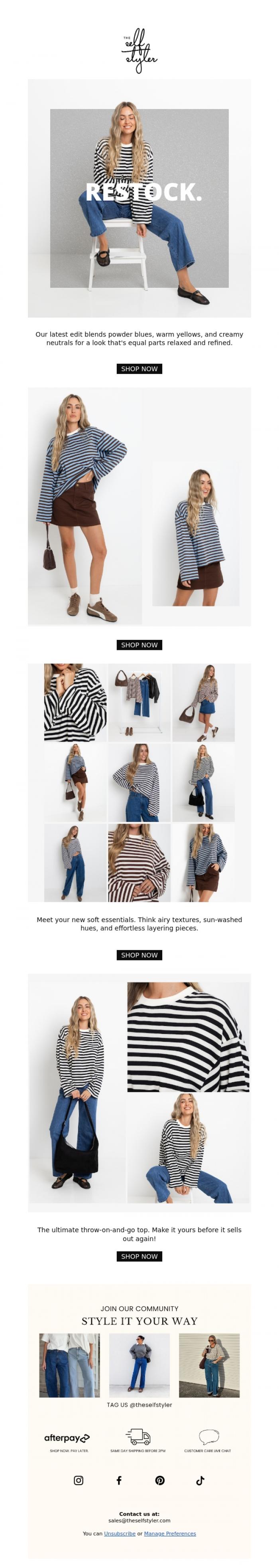 Email Design Inspiration from The Self Styler, ⚡Back In Stock! The Top You'll Wear On Repeat!
