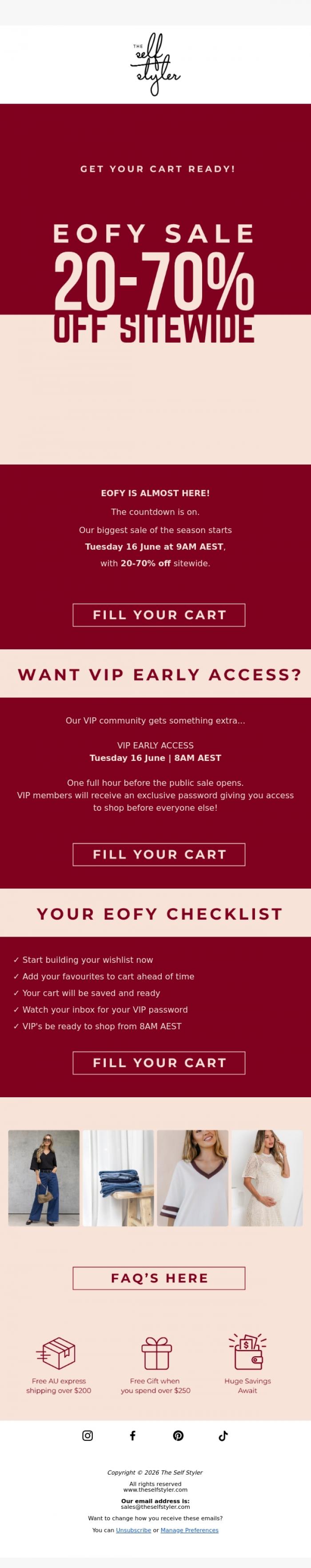 Email Design Inspiration from The Self Styler, 🚨 EOFY Sale is coming...